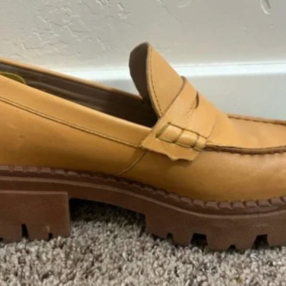Free People Lyra Lug Sole Loafers Caramel Brown Size 38.5 - fits more like 8.5 - Picture 3 of 11